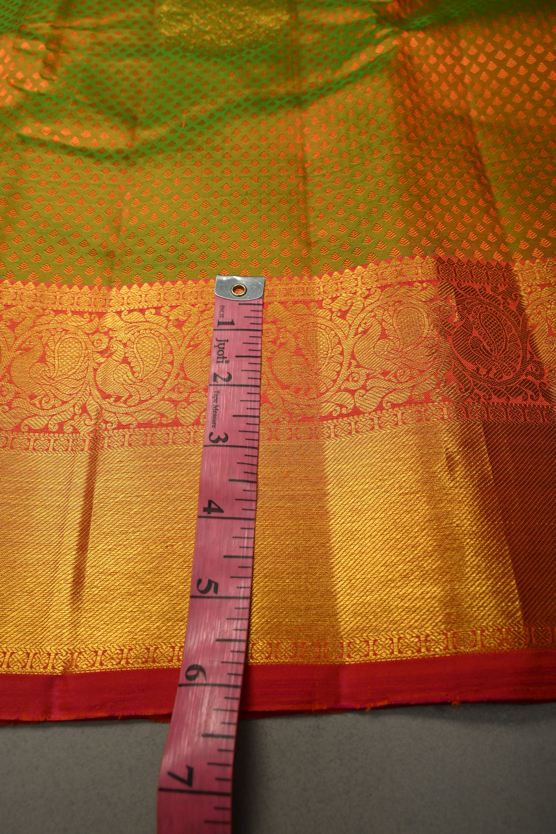 Henna Green Dual tone Self Brocade Kanjivaram Pure Silk Saree with Zari Buttas and Zari Border | SILK MARK CERTIFIED | SHOBITAM