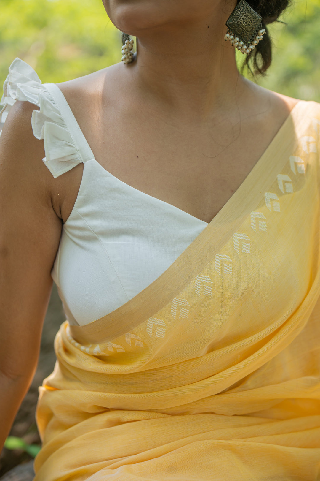 Noor White South Cotton Blouse | SHOBITAM
