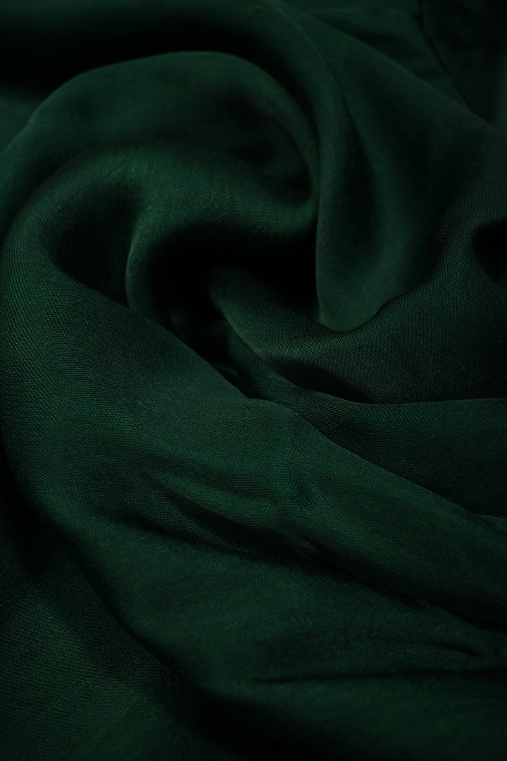 Bottle Green Modal Silk Saree with Blooming Daisy Flower Hand Painted and Lagda Patta Crushed Tissue Pallu | SHOBITAM