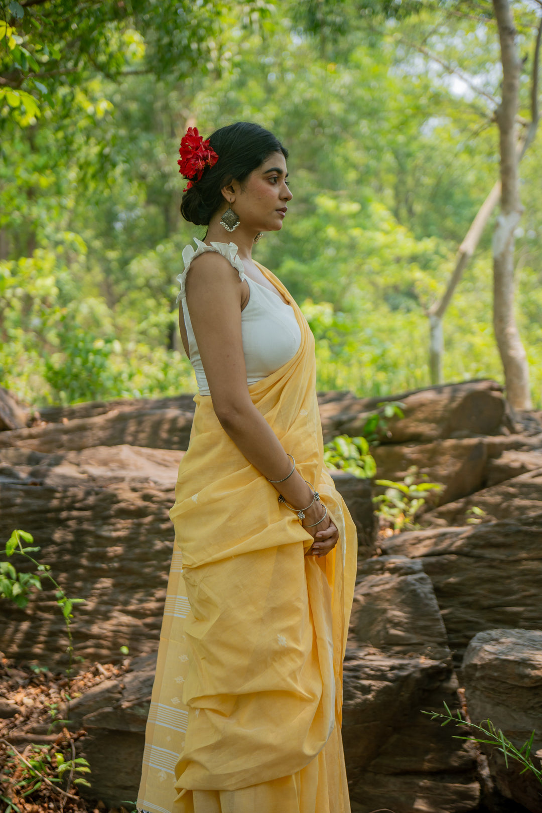 Noor White South Cotton Blouse | SHOBITAM