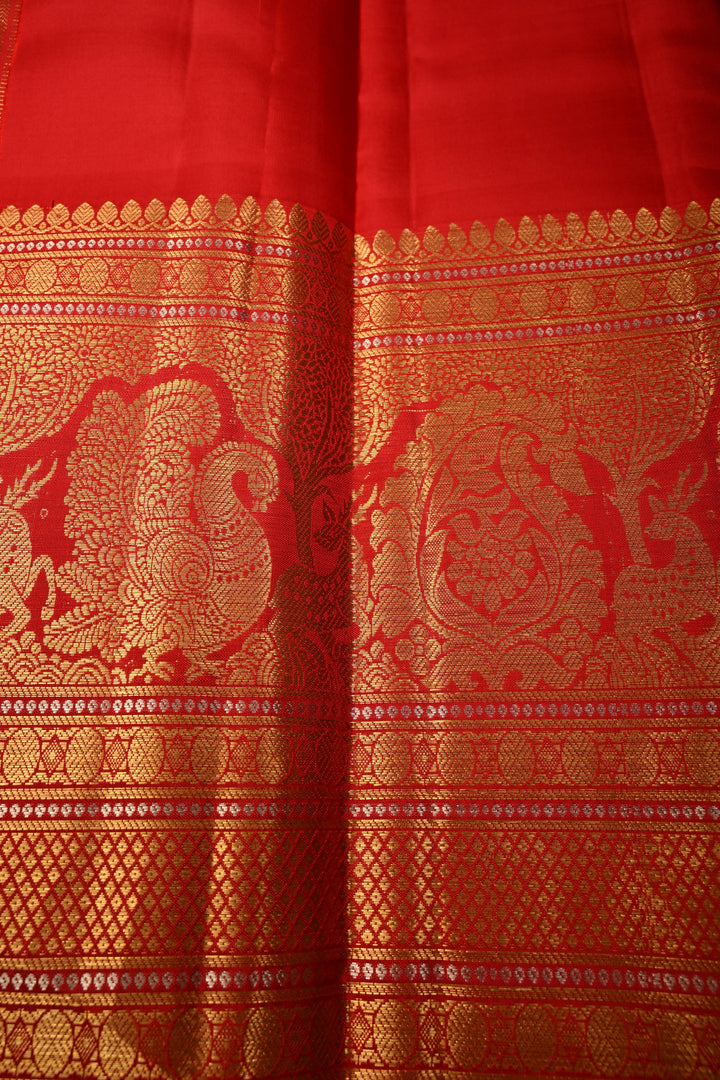 Pure Gadwal Silk Saree in Purple pink  Dual Tone with Ornate Zari Stripes and contrasting Red Wide Border | SILK MARK CERTIFIED | SHOBITAM