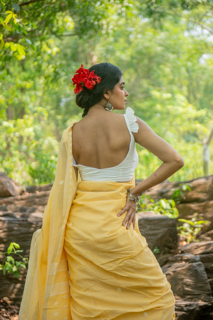 Noor White South Cotton Blouse | SHOBITAM