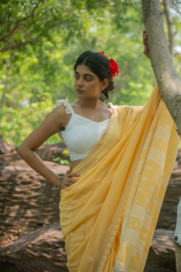 Noor White South Cotton Blouse | SHOBITAM