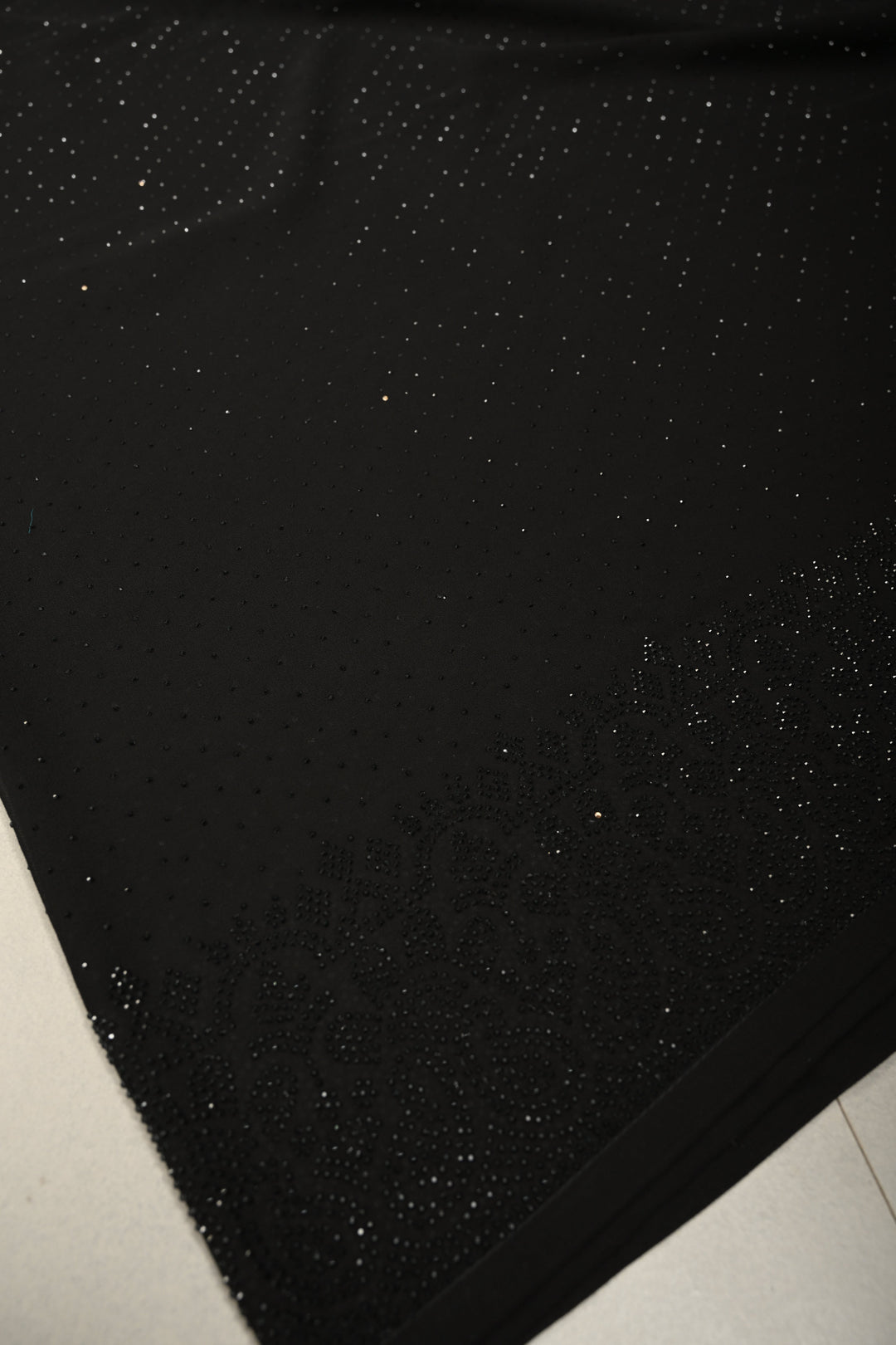 Stunning Black Georgette Saree with Tone on Tone Powder Stones Work and Border | SHOBITAM