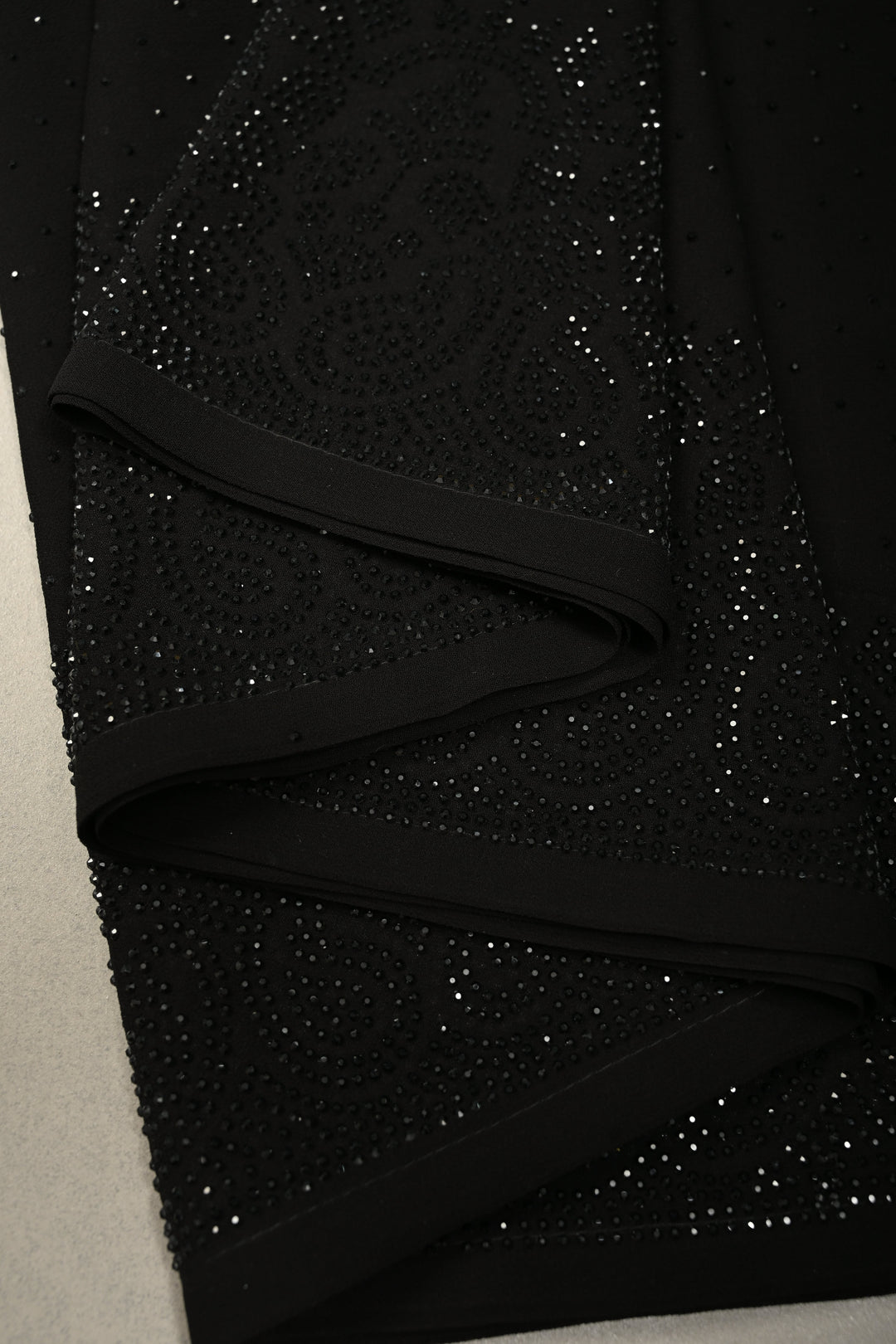 Stunning Black Georgette Saree with Tone on Tone Powder Stones Work and Border | SHOBITAM