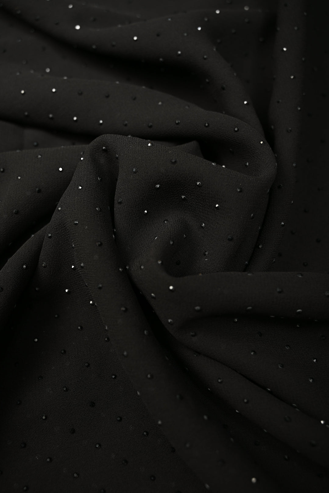 Stunning Black Georgette Saree with Tone on Tone Powder Stones Work and Border | SHOBITAM