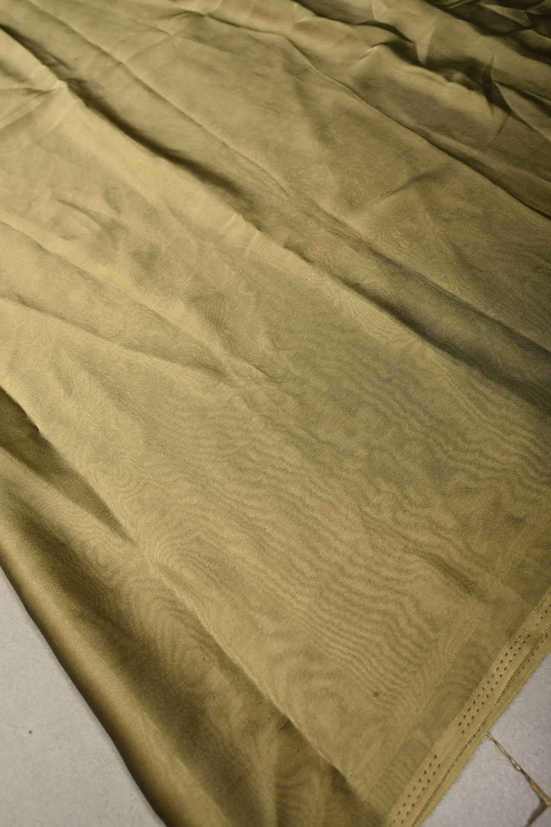 Light Ollive Green Shimmer Georgette Saree with Blooming Floral Hand Painted on Pallu , No Blouse Piece | SHOBITAM