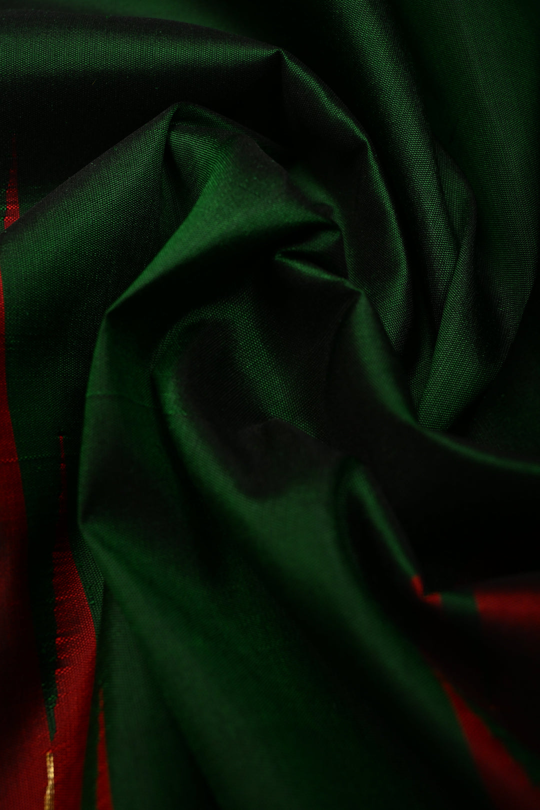 Deep Bottle Green Pure Kanjivaram Silk Saree with Meenakari Temple Zari Border   | SILK MARK CERTIFIED | SHOBITAM