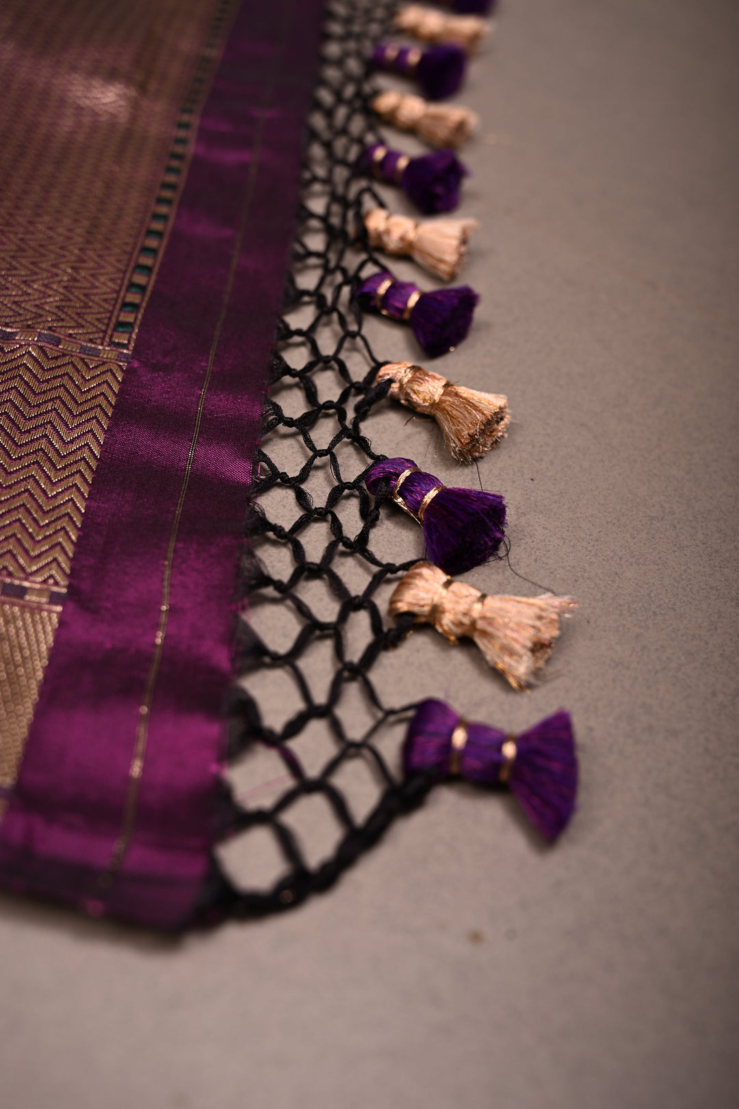 Eggplant Purple Banarasi Katan Silk Saree with Koniya Motifs and Zari Border | SILK MARK CERTIFIED | SHOBITAM