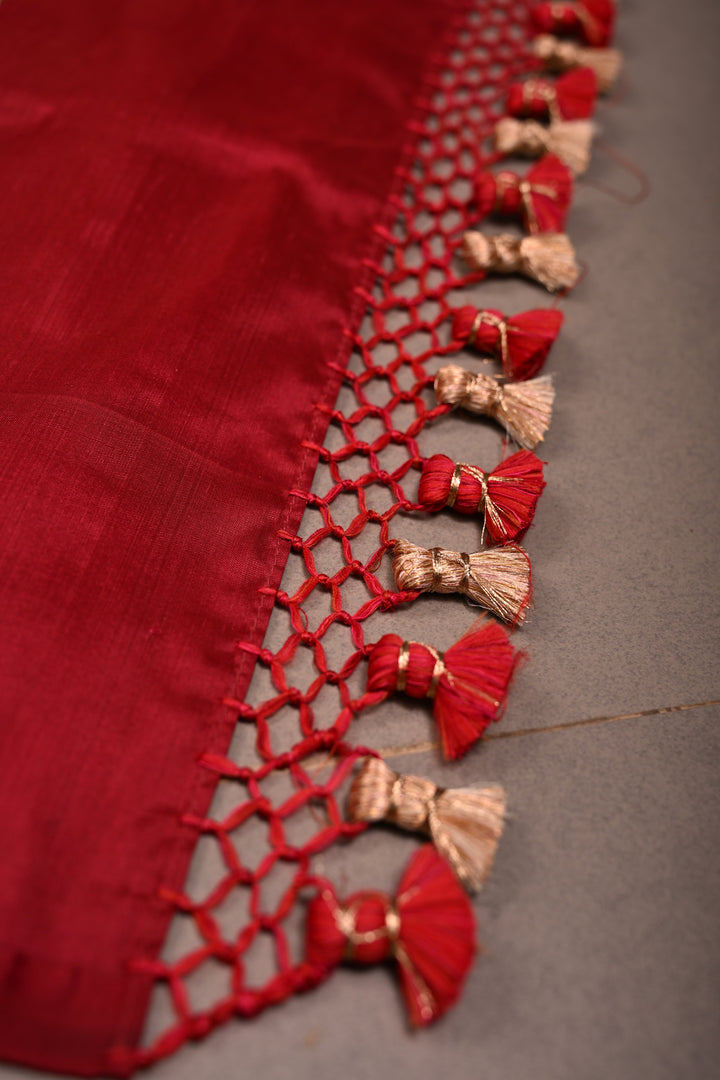 Red Banarasi Katan Silk Saree with Sona Rupa Floral Zari Border | SILK MARK CERTIFIED | SHOBITAM