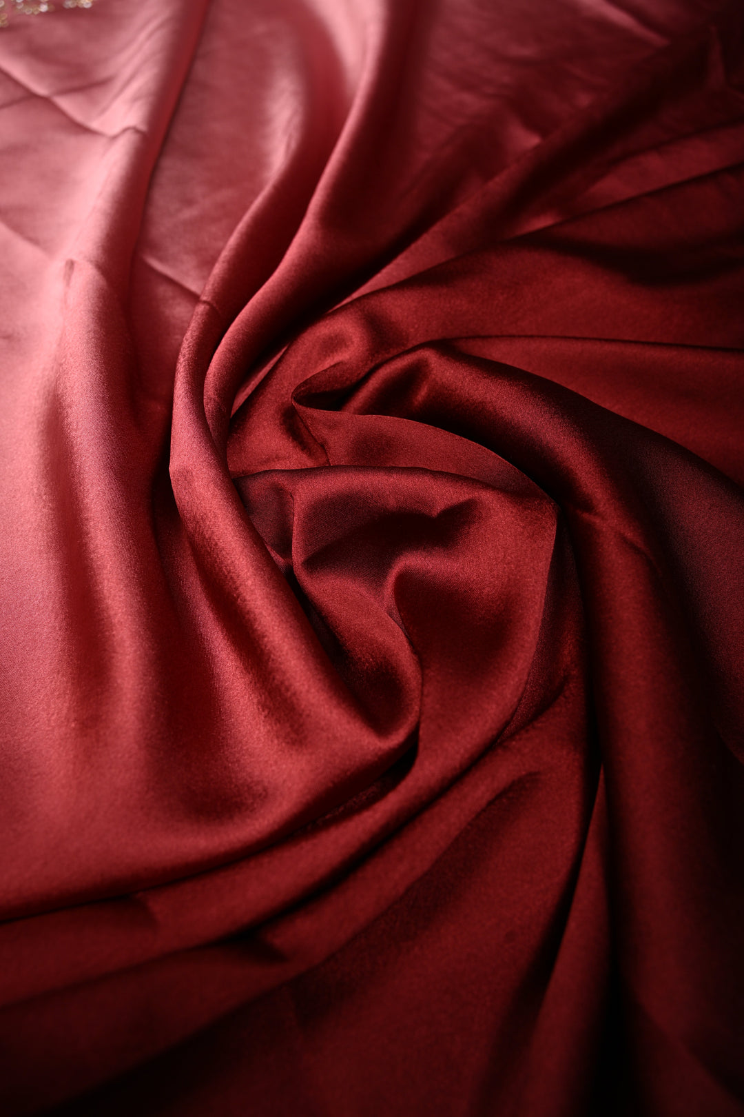 Maroon-dusty pink Satin Georgette Saree with Tone on Tone Powder Stones Work and Scallop Border | SHOBITAM