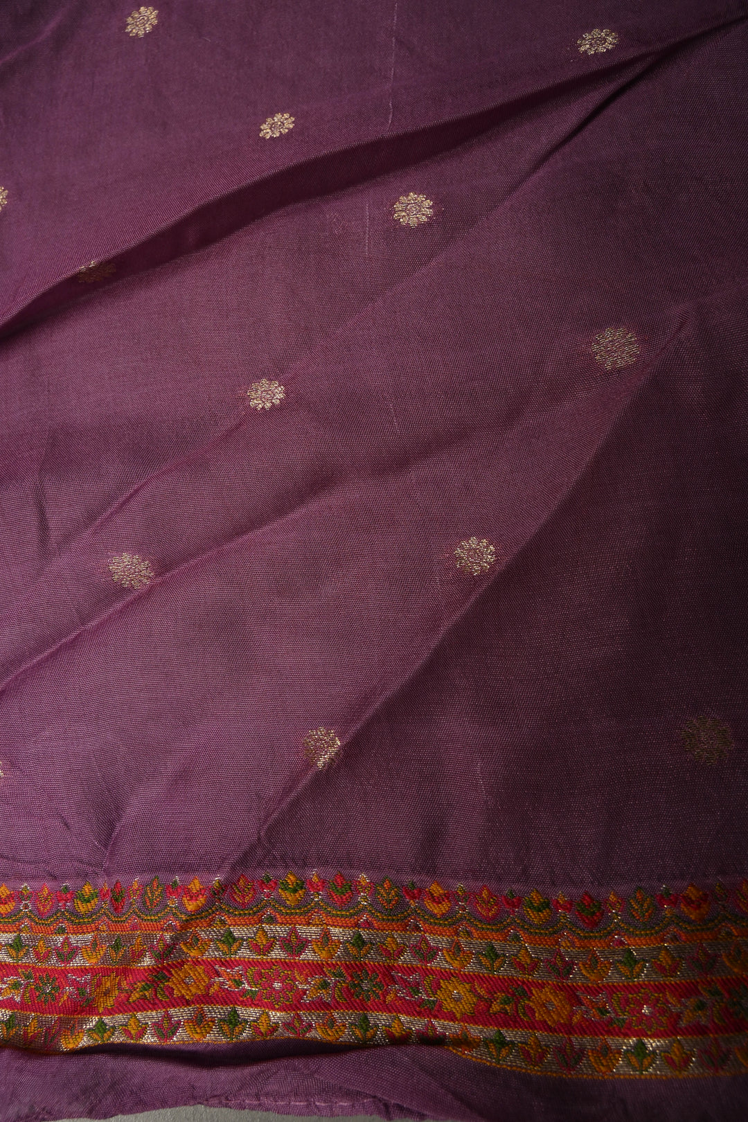 Lavender Viscose Tissue Saree with Procession Meenakari Border and Pallu | SHOBITAM