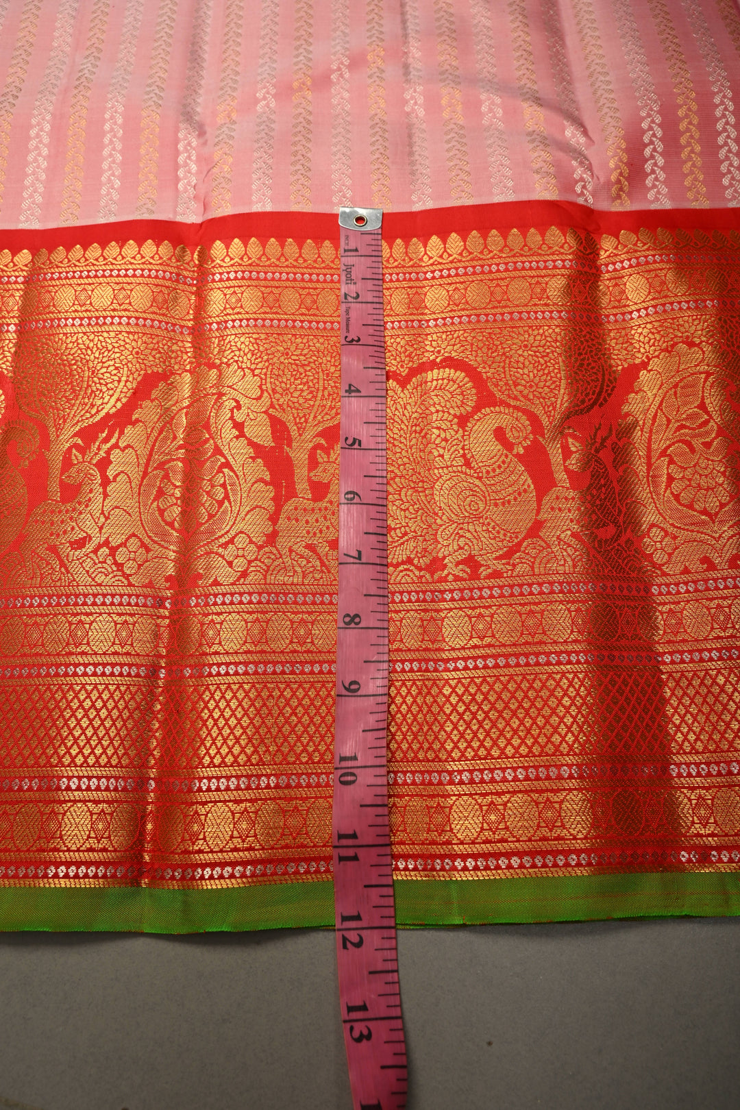 Blush Pink Gadwal Silk Saree Ornate Sona Rupa Zari Stripes and Contrast Wide Zari Border | SILK MARK CERTIFIED | SHOBITAM