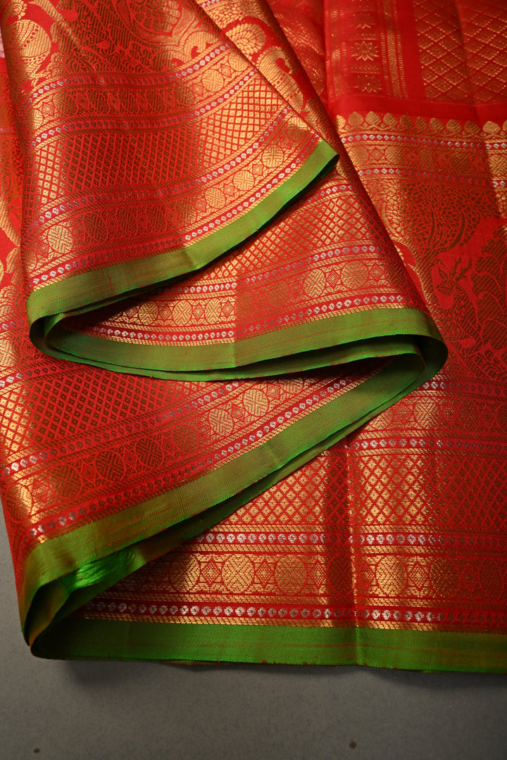 Blush Pink Gadwal Silk Saree Ornate Sona Rupa Zari Stripes and Contrast Wide Zari Border | SILK MARK CERTIFIED | SHOBITAM