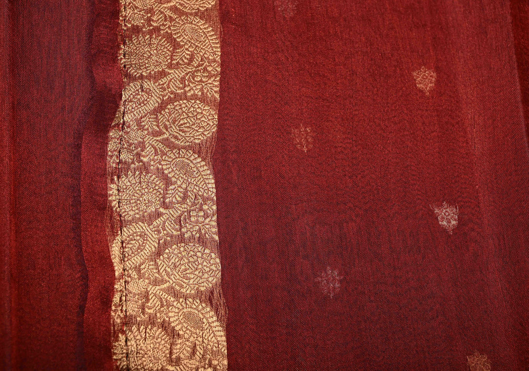 Ombre Borderless Pure Banarasi Organza Tissue Silk Saree with Sona Rupa Floral Zari Buttas  | SILK MARK CERTIFIED | SHOBITAM