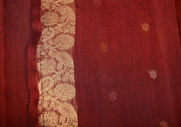 Ombre Borderless Pure Banarasi Organza Tissue Silk Saree with Sona Rupa Floral Zari Buttas  | SILK MARK CERTIFIED | SHOBITAM