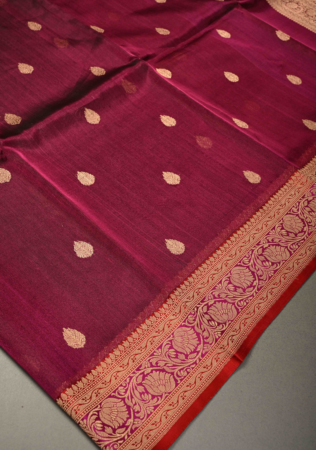 Purple Pure Banarasi Organza Tissue Silk Saree with Floral Zari Buttas and Contrast Zari Border | SILK MARK CERTIFIED | SHOBITAM