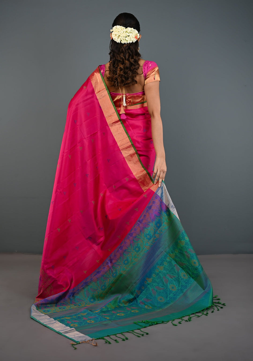 Pinkish Red Soft Silk Saree with Resham Weave and Tissue Zari Borders | SILK MARK CERTIFIED