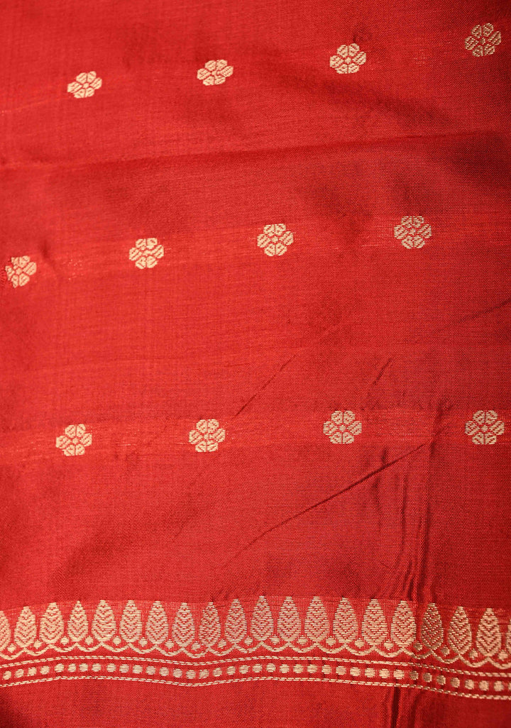 Prussian Blue Banarasi Katan Silk Saree with Floral Zari Buttas and Contrast Zari Border | SILK MARK CERTIFIED | SHOBITAM