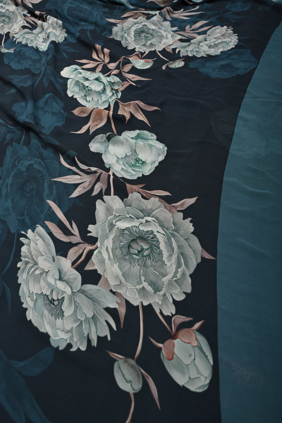 Midnight  Georgette Saree with Blossom Floral Digital Print | SHOBITAM