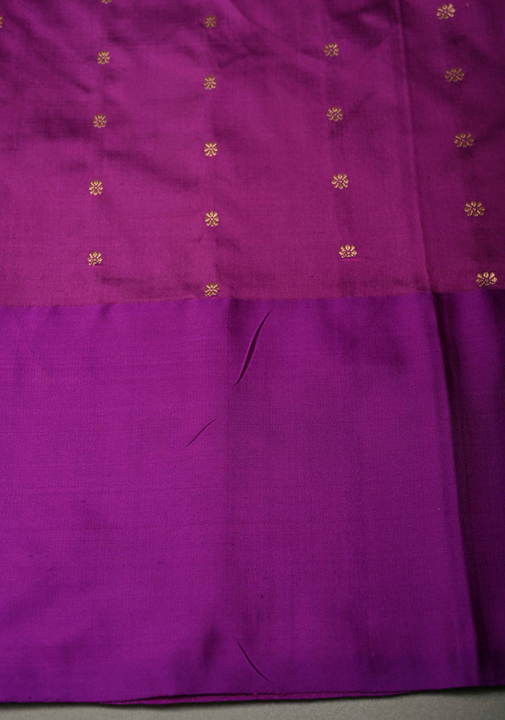 Peach-Pink Dual Tone Banarasi Katan Silk Saree with Floral Zari Buttas and Contrast Zari Border | SILK MARK CERTIFIED | SHOBITAM