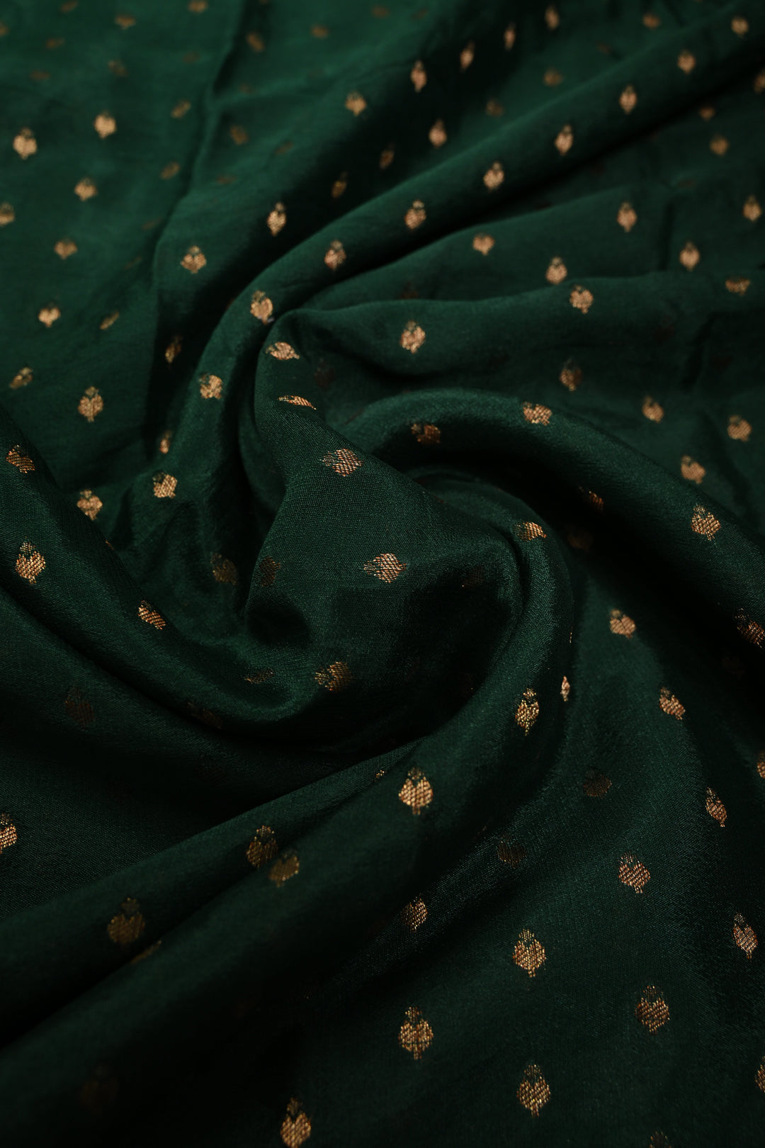 Hunter Green Mysore Silk Saree with Antique Zari Buttis Brocade and Paisley Wide Zari Border | SILK MARK CERTIFIED | SHOBITAM
