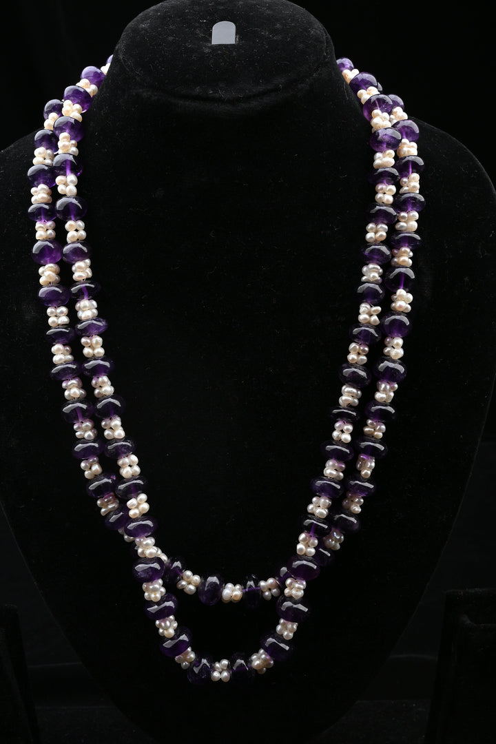Lavender Grace Beaded Pearl Necklace | SHOBITAM
