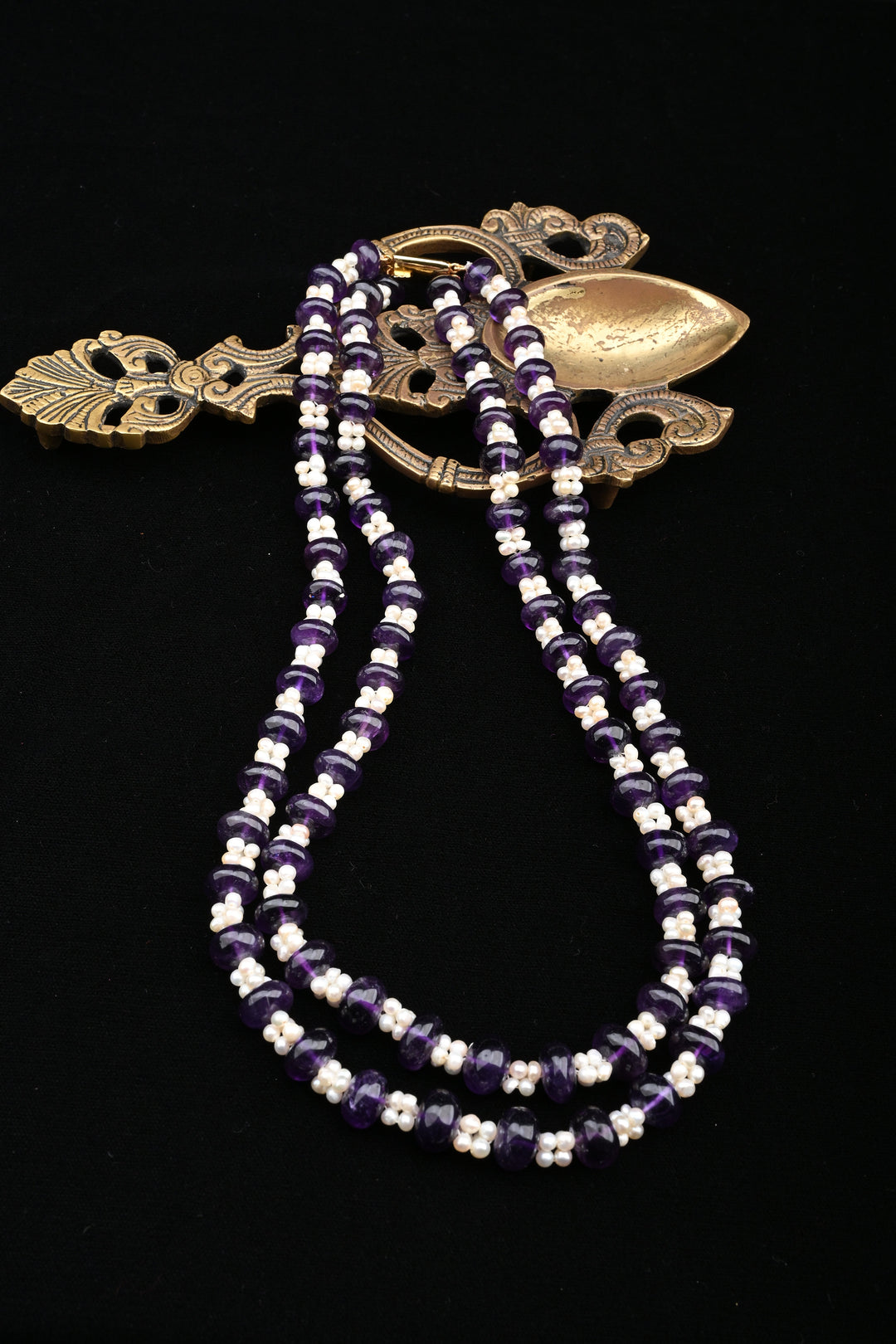Lavender Grace Beaded Pearl Necklace | SHOBITAM