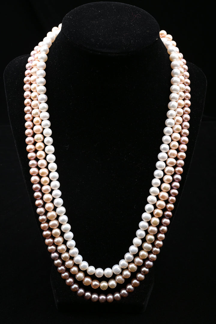 Blush Harmony – Layered White & Pink Pearl Necklace | SHOBITAM