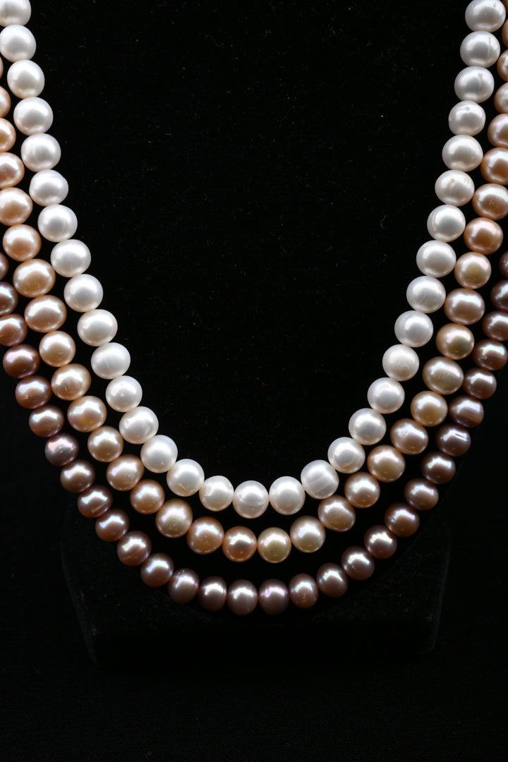 Blush Harmony – Layered White & Pink Pearl Necklace | SHOBITAM