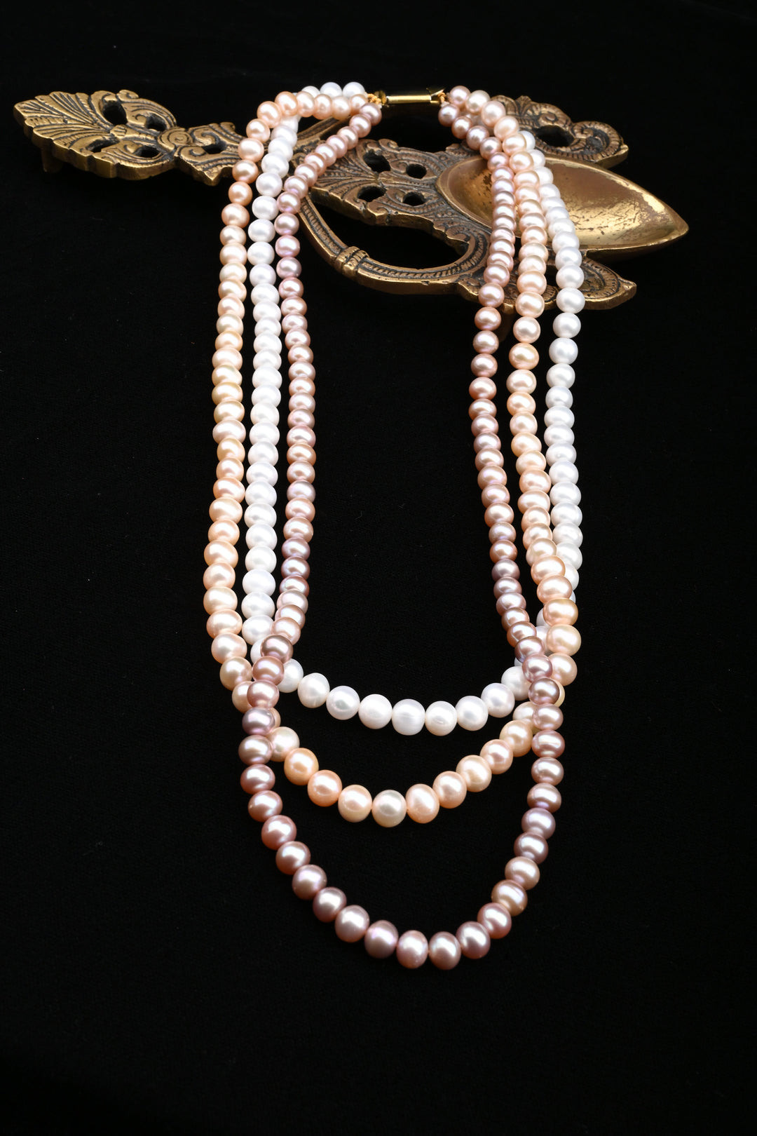 Blush Harmony – Layered White & Pink Pearl Necklace | SHOBITAM