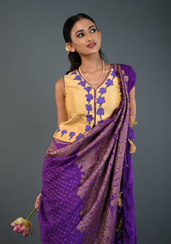 Banarasi Georgette Silk Saree with Chunri Butti and and Oxidized Zari Border | SILK MARK CERTIFIED