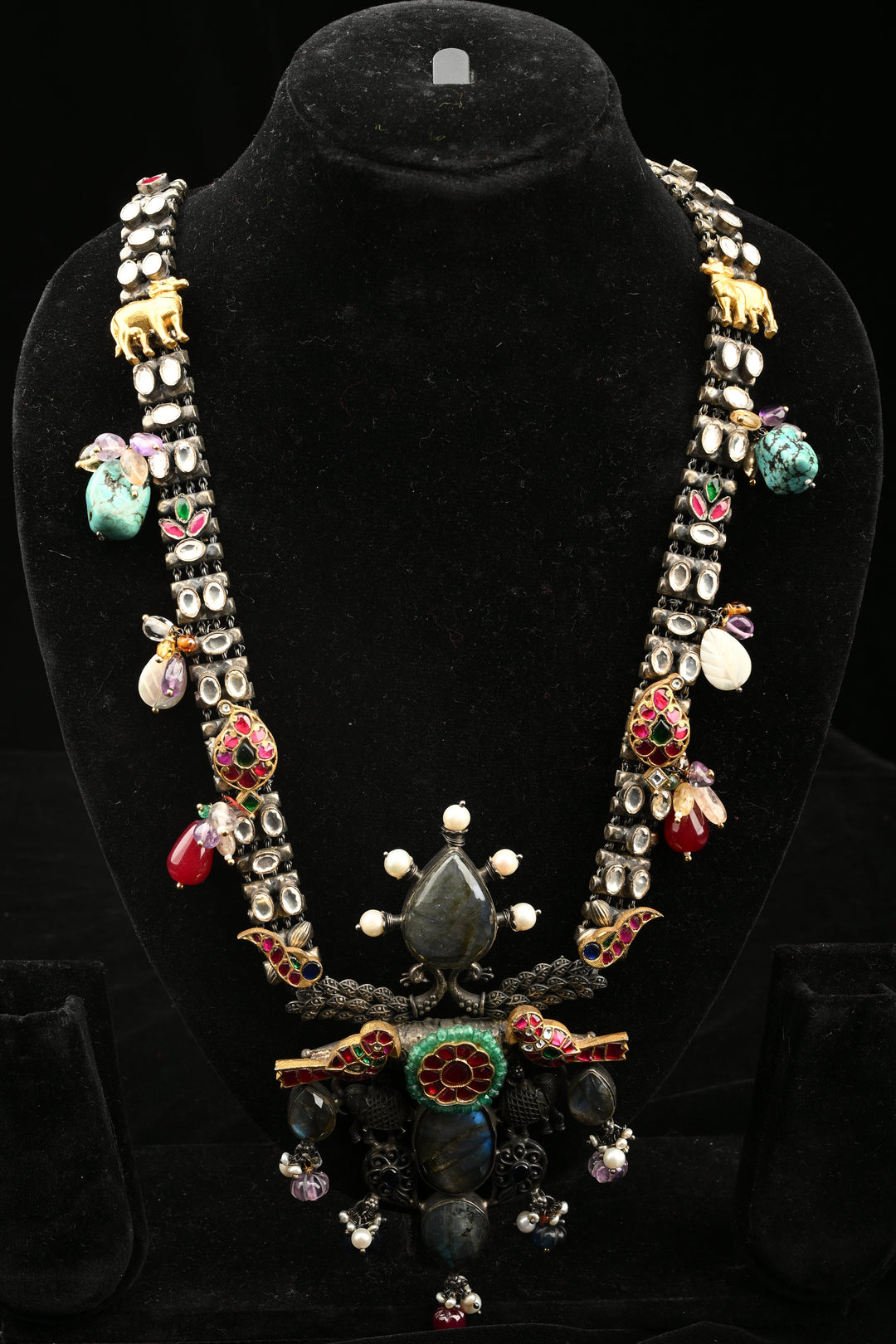 92.5 Oxidized Silver Varnika Elephant Charm Necklace | SHOBITAM