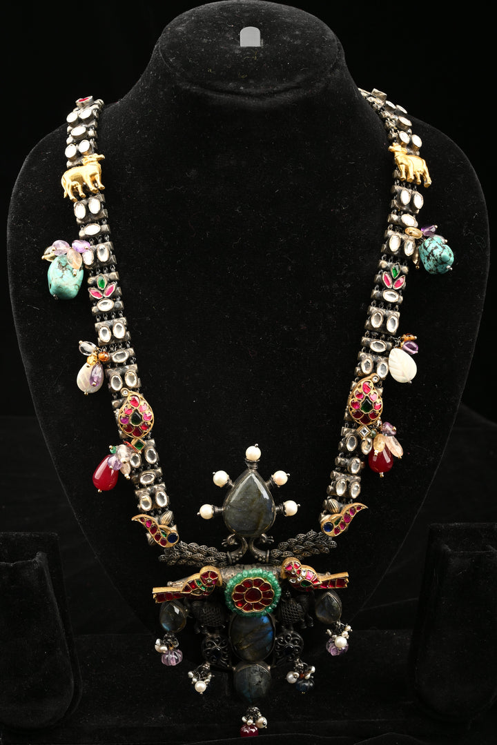 92.5 Oxidized Silver Varnika Elephant Charm Necklace | SHOBITAM
