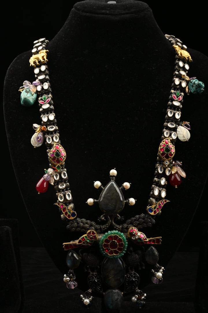 92.5 Oxidized Silver Varnika Elephant Charm Necklace | SHOBITAM