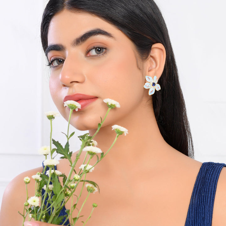 Flower Fantasy Azure Spring Blossom Studs  | SHOBITAM