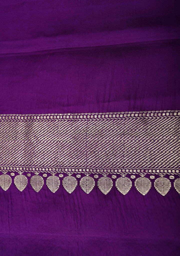Purple Kadhuwa Weave Meenakari Jungla on Pure Banarasi Mashru Silk Saree with Pasisley Buttas and Zari Border | SILK MARK CERTIFIED | SHOBITAM