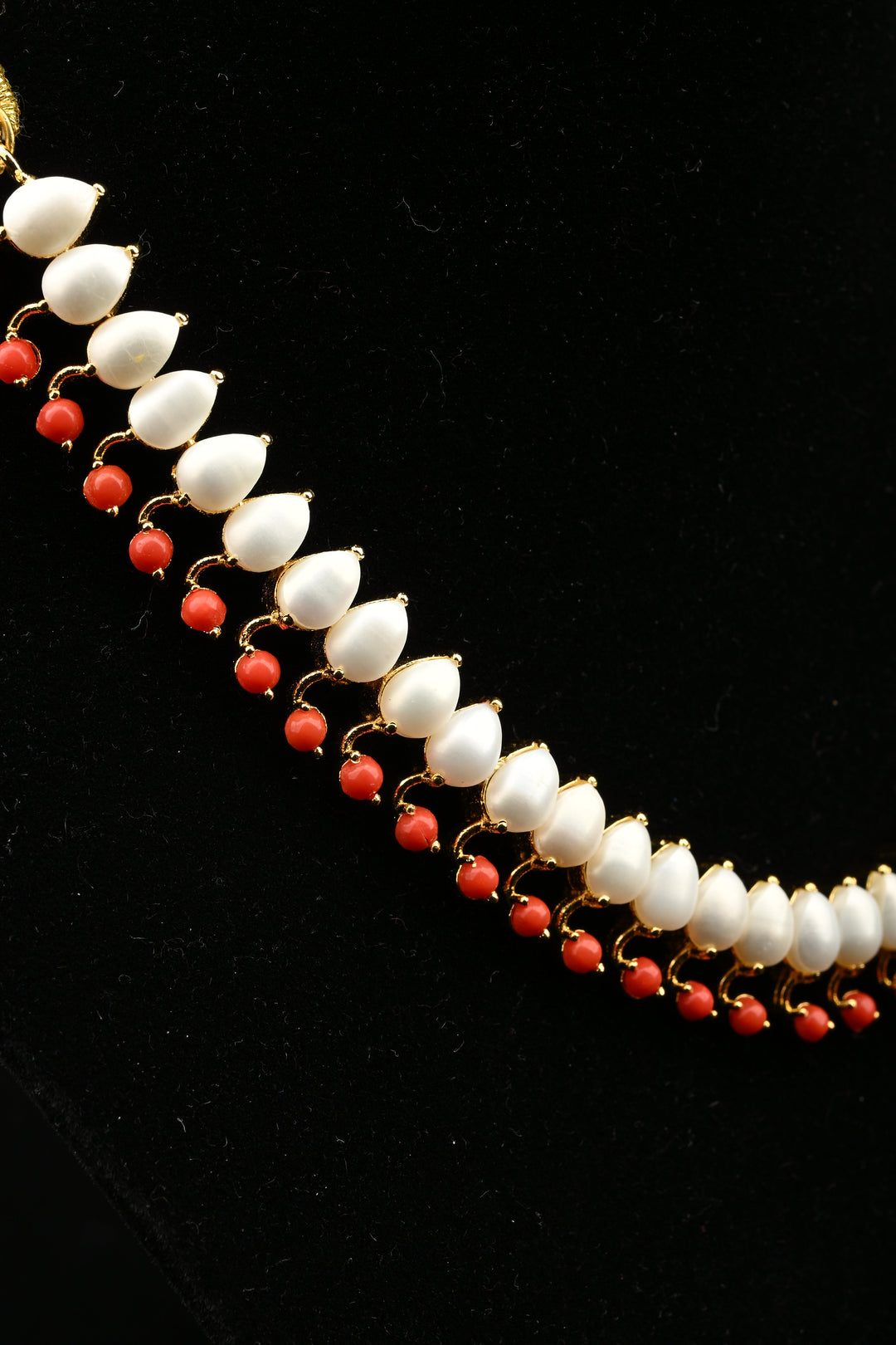 Handcrafted Natural pearl Necklace With coral like stones | SHOBITAM