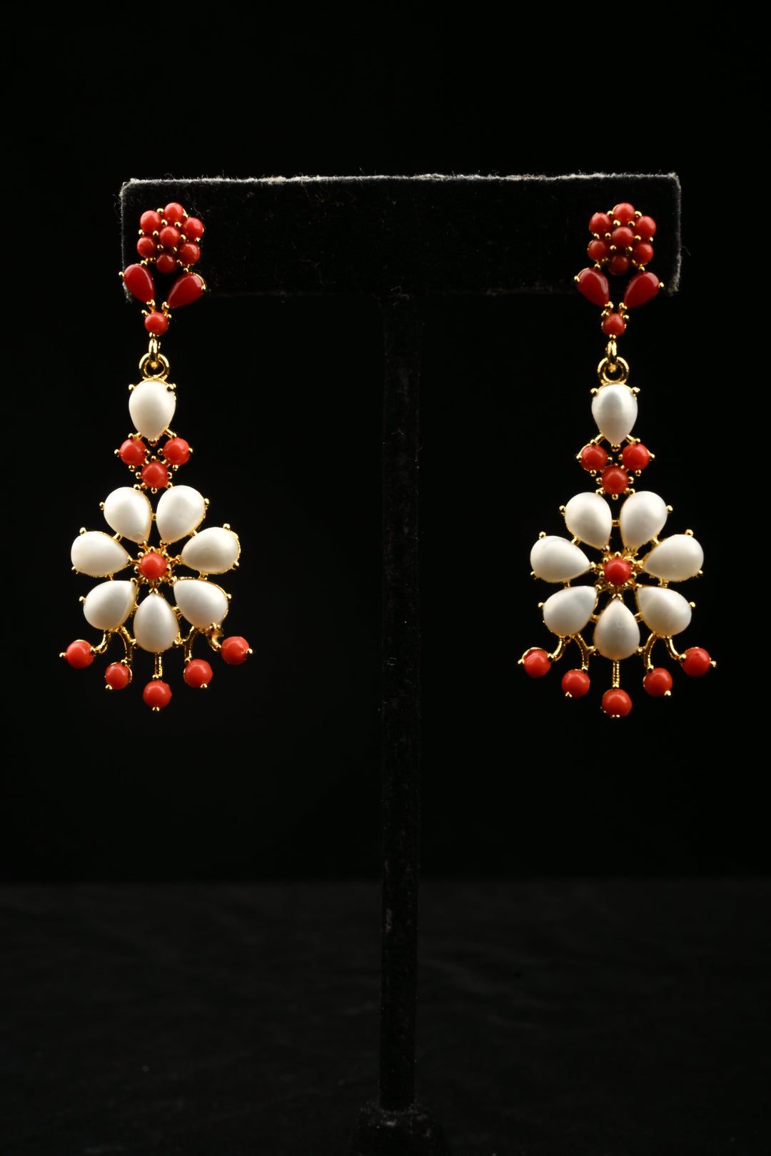 Handcrafted Natural pearl Necklace With coral like stones | SHOBITAM