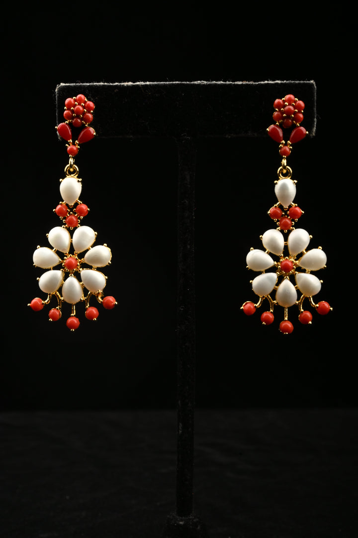 Handcrafted Natural pearl Necklace With coral like stones | SHOBITAM