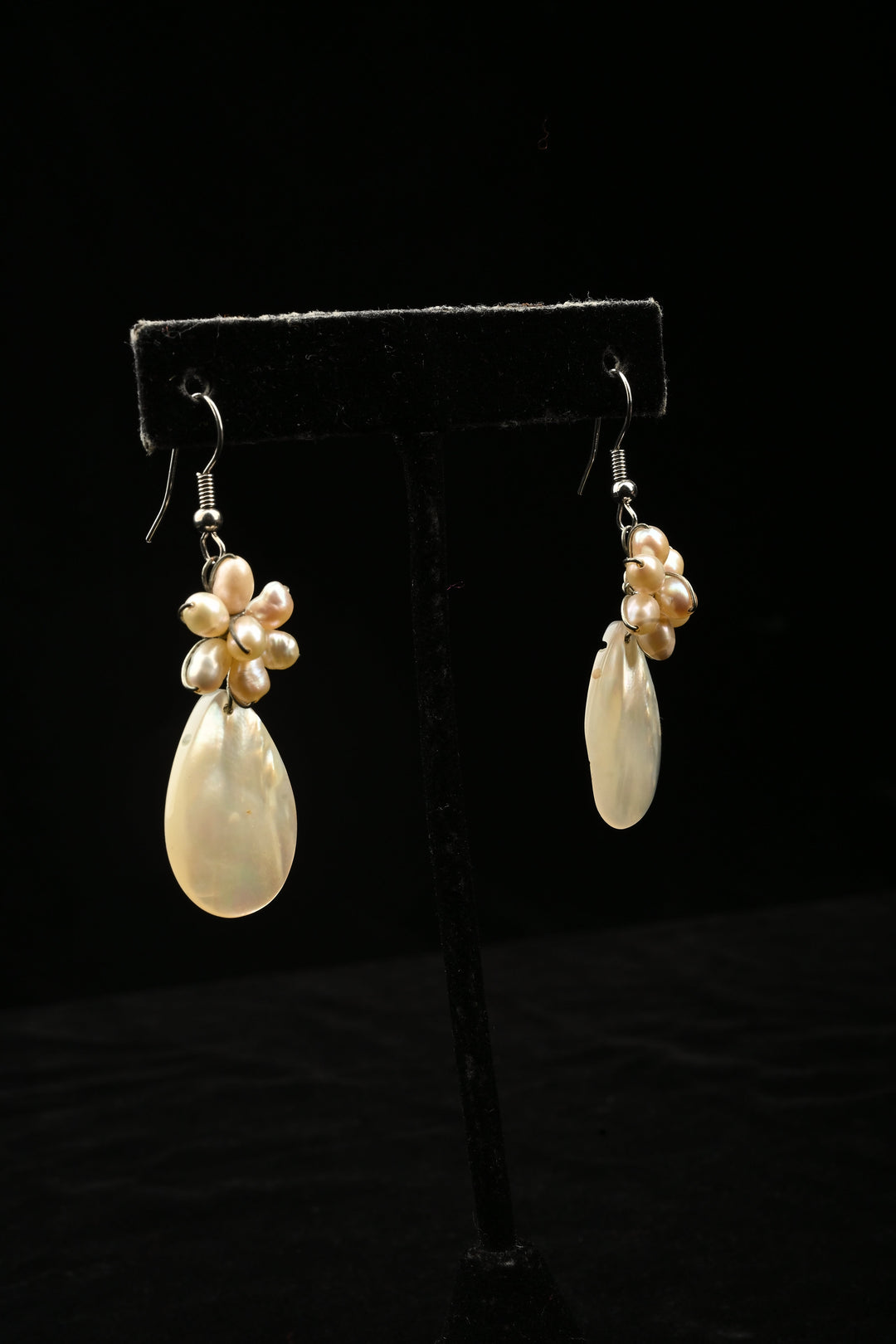 Mother of Pearl Freshwater Pearl Statement Necklace Set | SHOBITAM