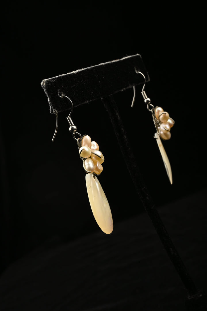 Mother of Pearl Freshwater Pearl Statement Necklace Set | SHOBITAM