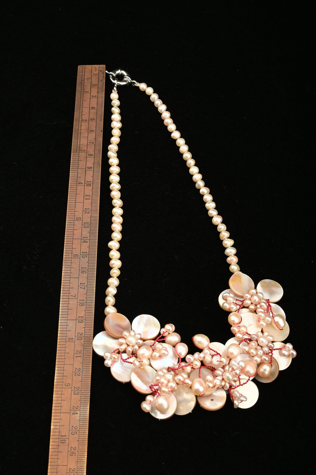 Mother of Pearl Freshwater Pearl Statement Necklace Set | SHOBITAM