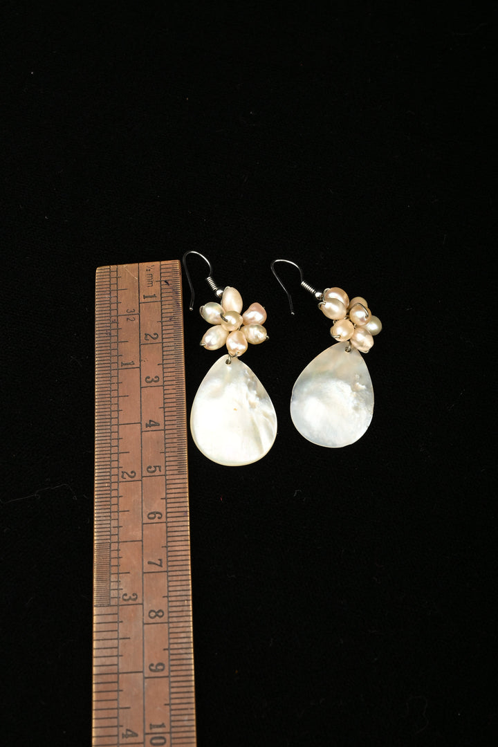 Mother of Pearl Freshwater Pearl Statement Necklace Set | SHOBITAM