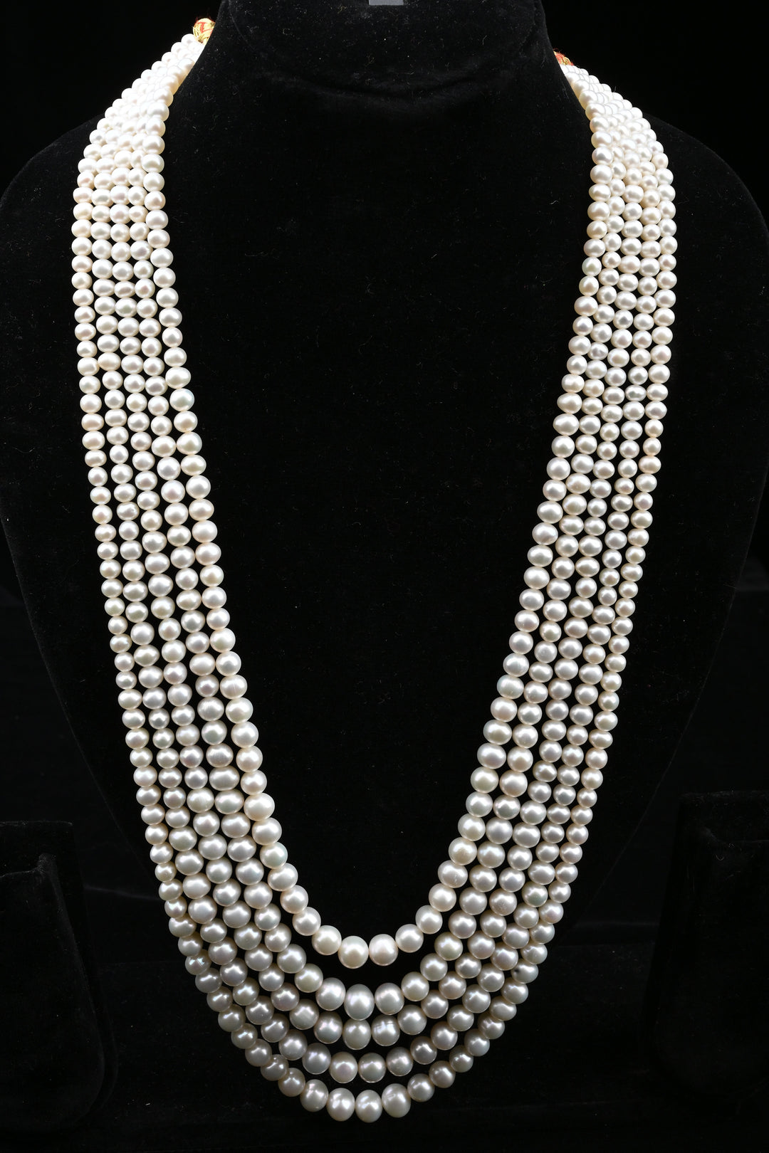 Five-Strand White Freshwater Pearl Necklace & Earring Set | SHOBITAM