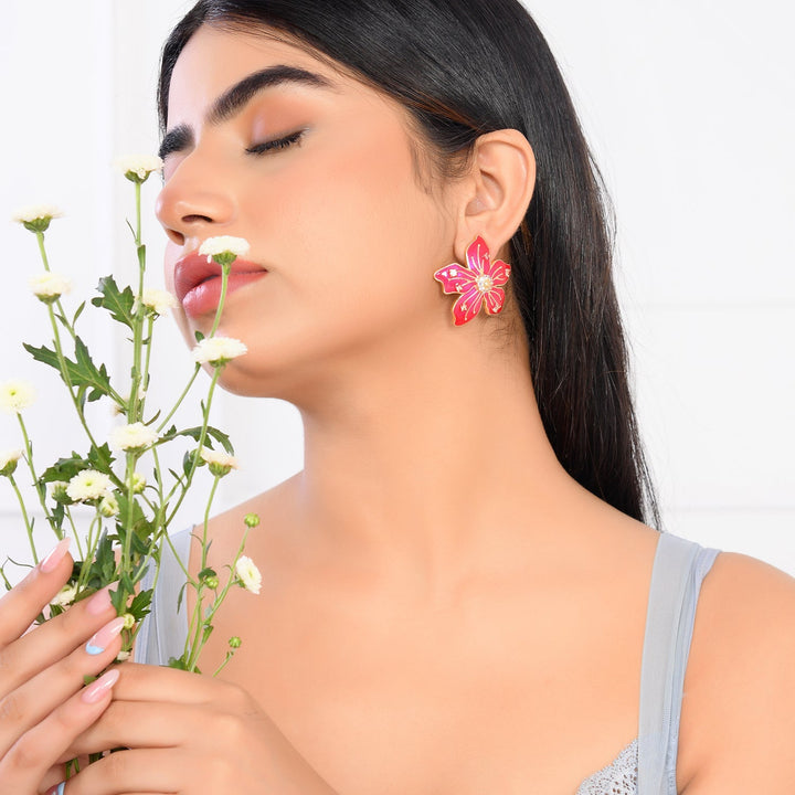 Flower Fantasy Blossom Pink Statement Stud  | SHOBITAM