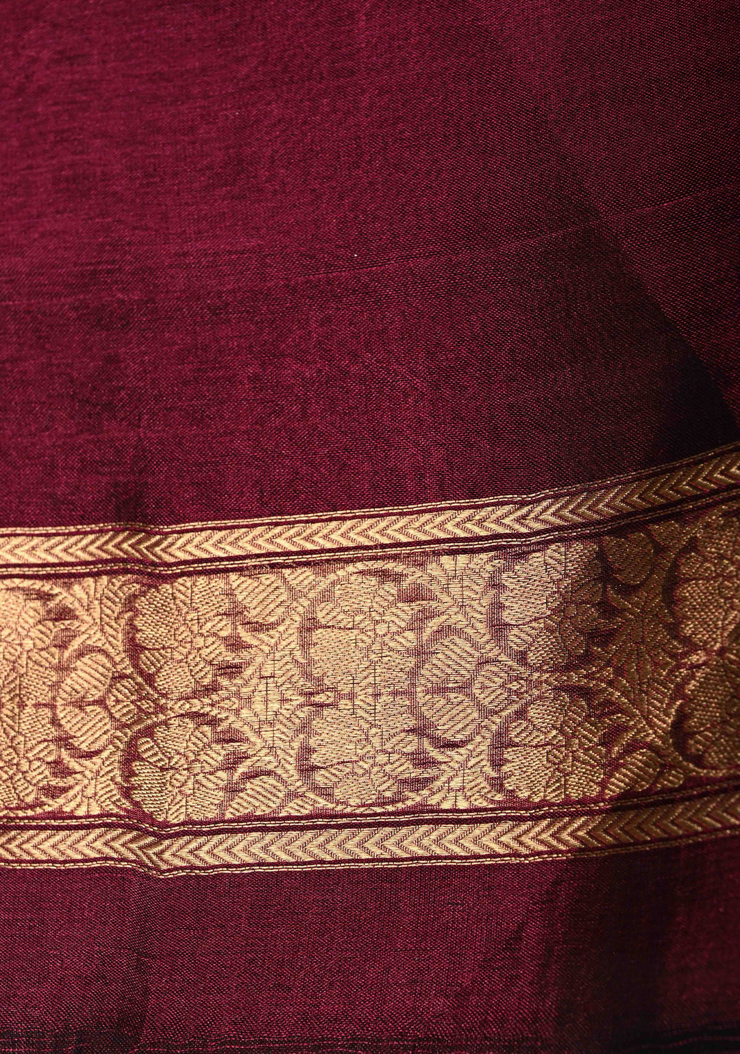 Wine Banarasi Organza Tissue Silk Saree with Sona Rupa Zari Buttas and Fancy Lace Trim Border | SILK MARK CERTIFIED | SHOBITAM