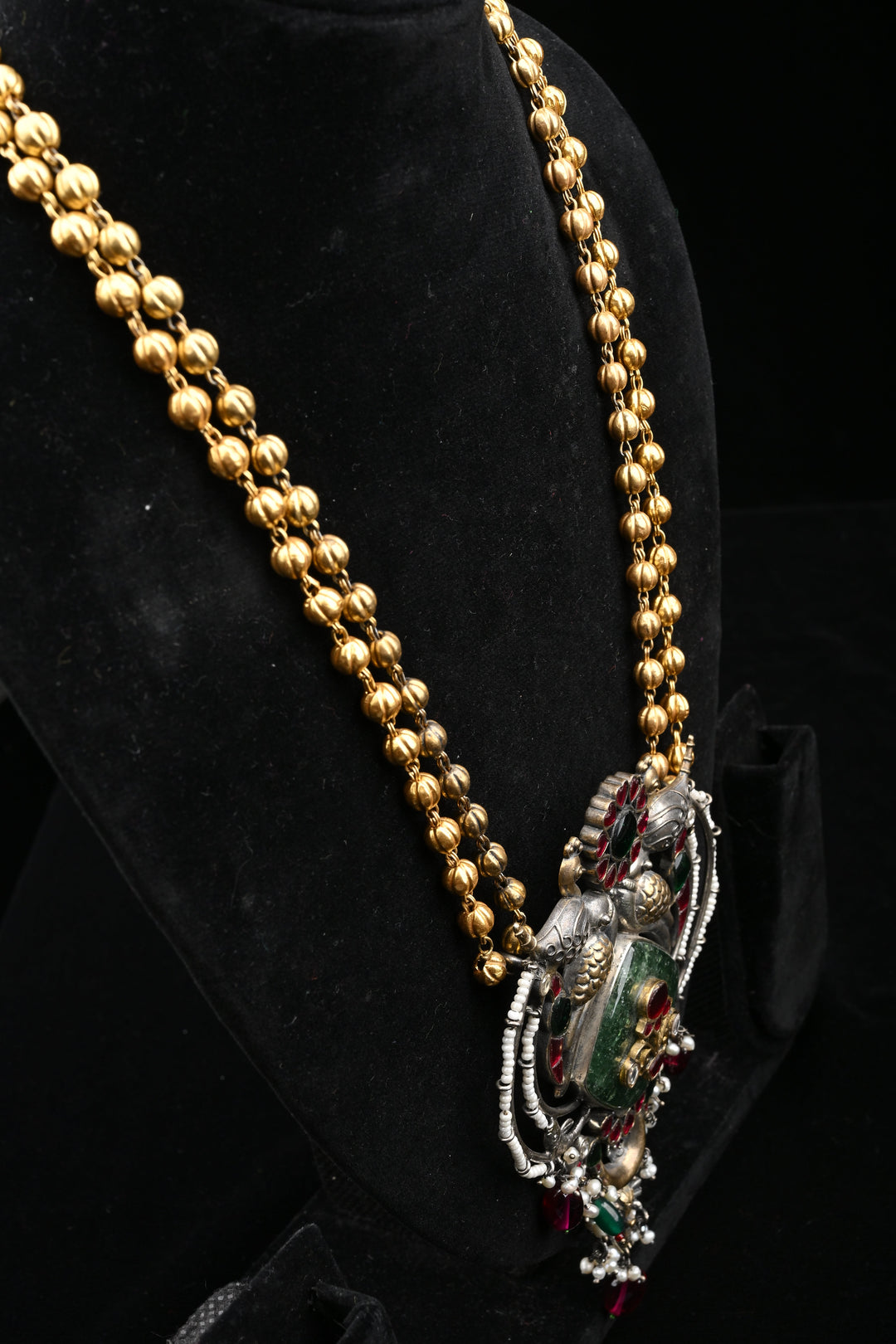 92.5 silver Mohar Peacock Pendant Necklace | SHOBITAM