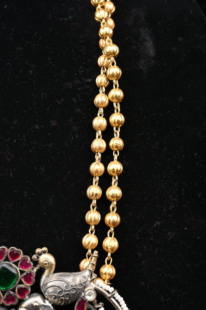 92.5 silver Mohar Peacock Pendant Necklace | SHOBITAM