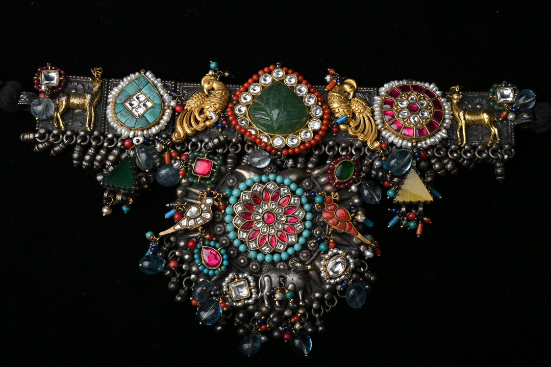Gajalakshmi Multimotif Heritage Necklace | SHOBITAM
